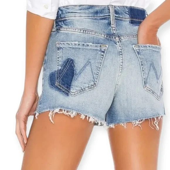 MOTHER • Superior The Tomcat Kick Fray Short I Confess Heart Denim Jeans Short - Picture 3 of 12